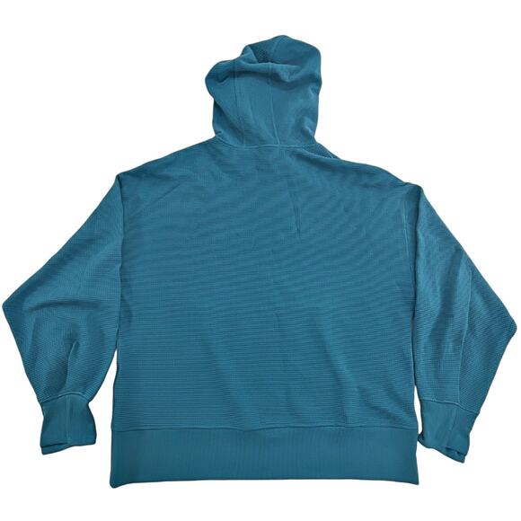Athleta Teal Blue Balance Waffle Hoodie Weave Pullover Womens XL X-LARGE - Picture 4 of 4